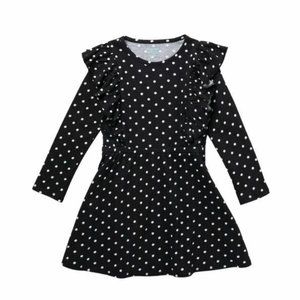 HARPER CANYON Toddler Black & White Polka Dot Long Sleeve Ruffle Dress Sz 6